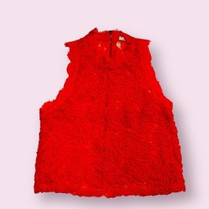 Zara see through embroidered lace red tank size medium